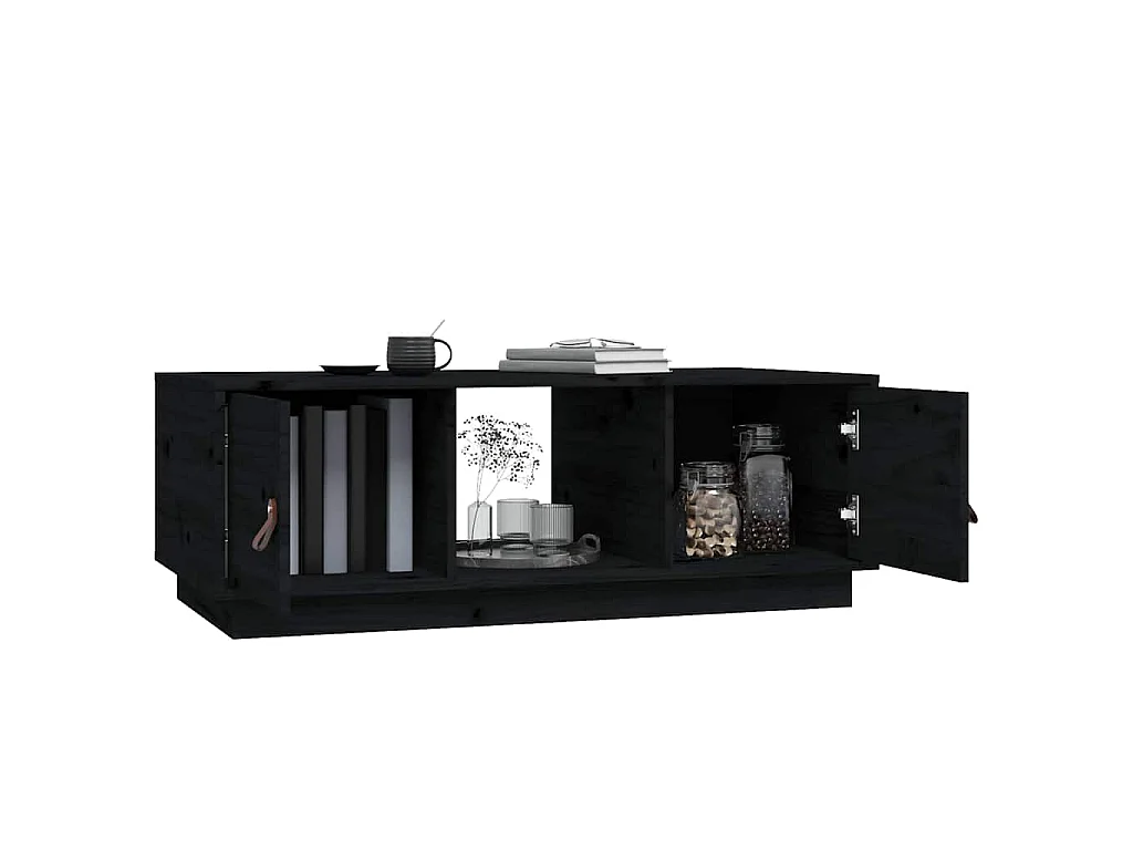 Table basse Noir 100x50x35 cm Bois massif de pin