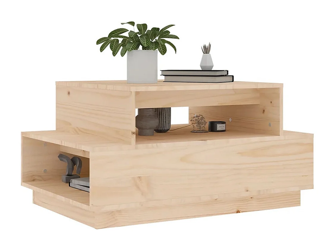 Tavolino da Salotto 80x55x40,5 cm in Legno Massello di Pino