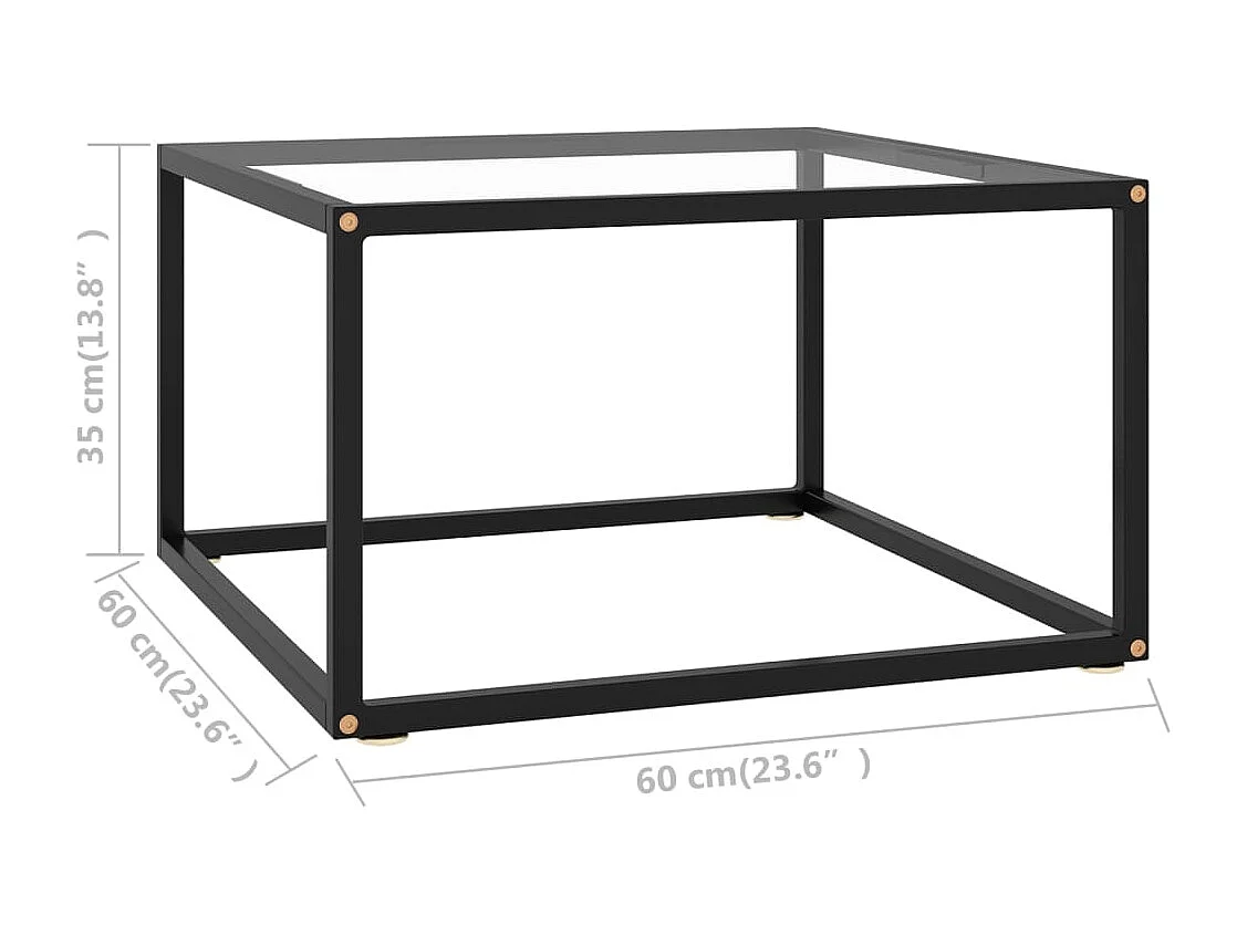 Table basse Noir avec verre trempé 60x60x35 cm