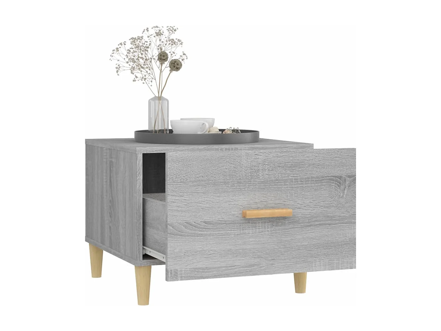 Salontafels 2 st 50x50x40 cm bewerkt hout grijs sonoma eiken