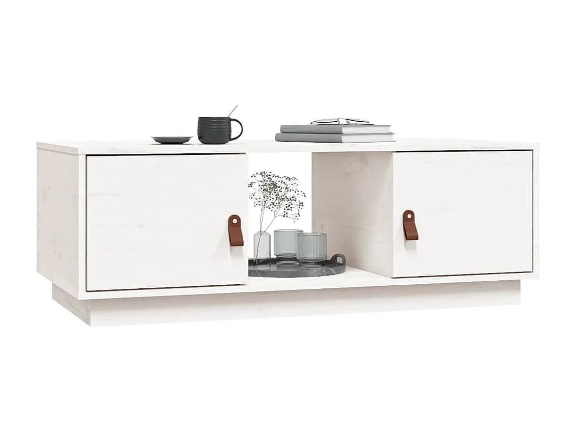 Couchtisch Weiß 100x50x35 cm Massivholz Kiefer