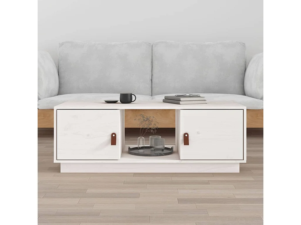 Table basse Blanc 100x50x35 cm Bois massif de pin