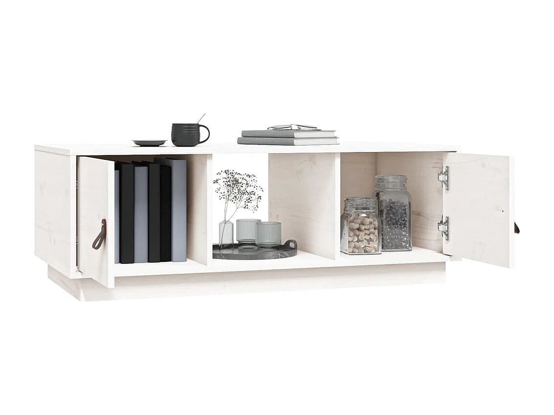 Table basse Blanc 100x50x35 cm Bois massif de pin