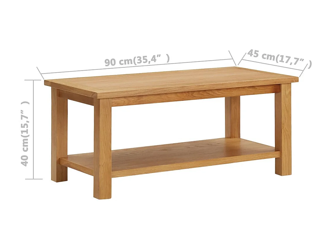 Table basse 90x45x40 cm Bois de chêne massif
