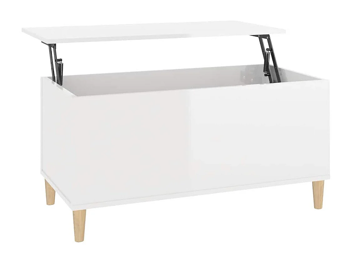 Table basse Blanc brillant 90x44,5x45 cm Bois d'ingénierie