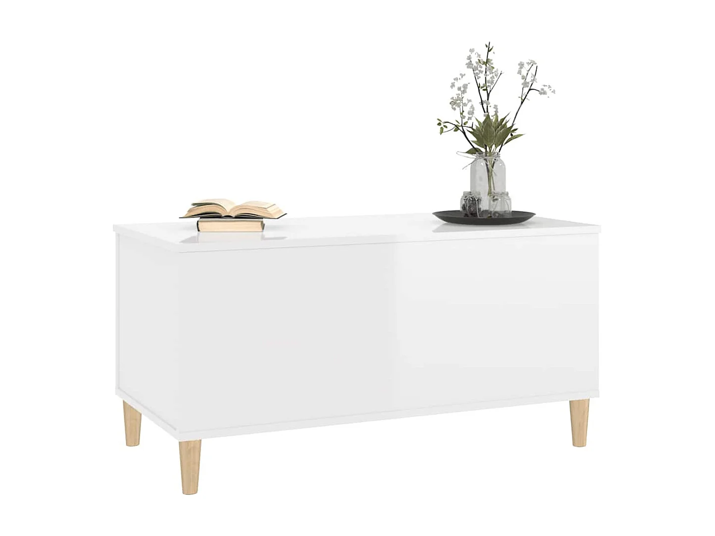 Salontafel 90x44,5x45 cm bewerkt hout hoogglans wit
