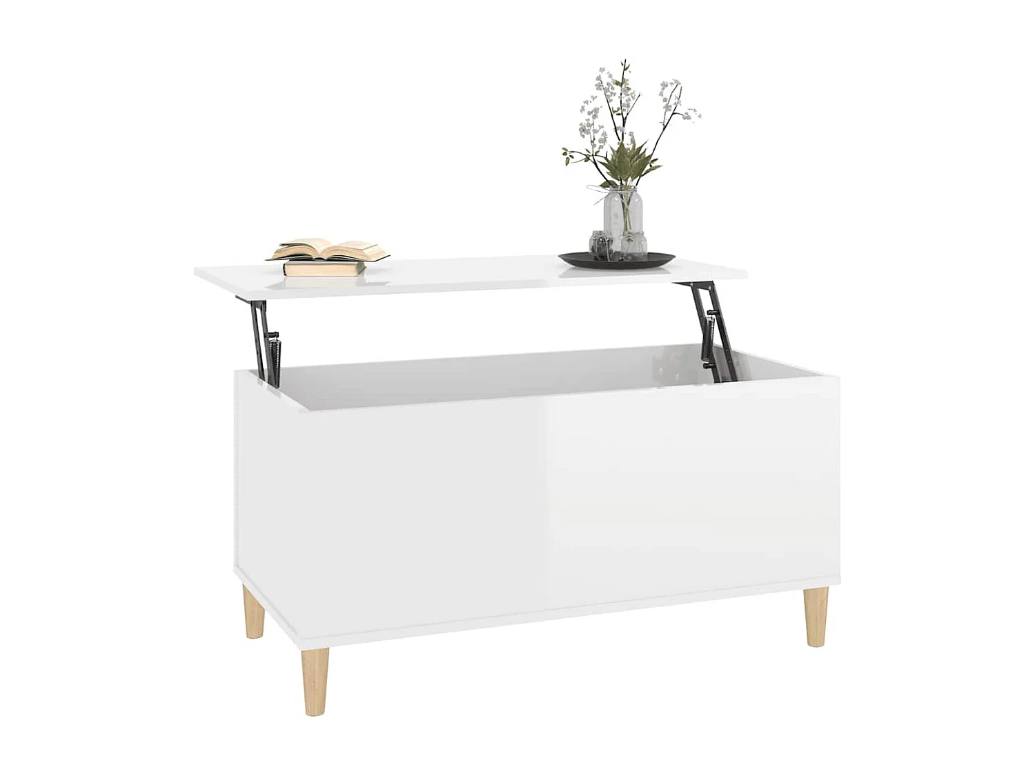 Salontafel 90x44,5x45 cm bewerkt hout hoogglans wit