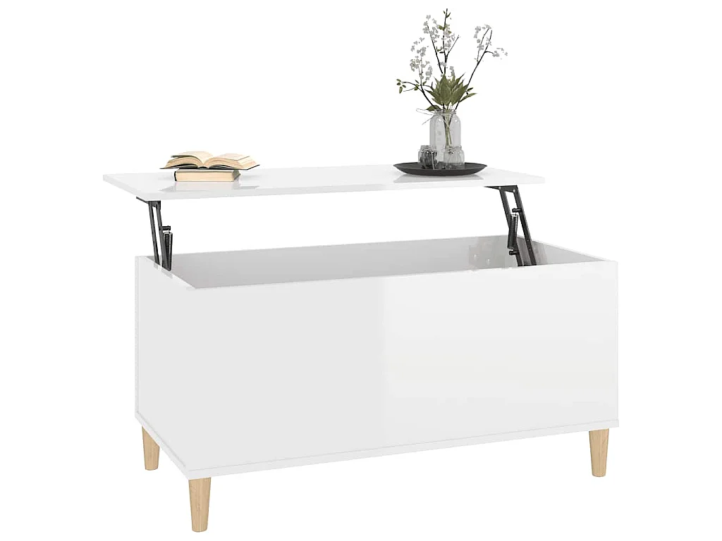 Couchtisch Hochglanz-Weiß 90x44,5x45 cm Holzwerkstoff