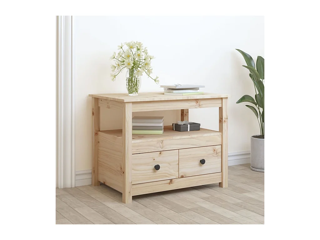 Tavolino da Salotto 71x49x55 cm in Legno Massello di Pino