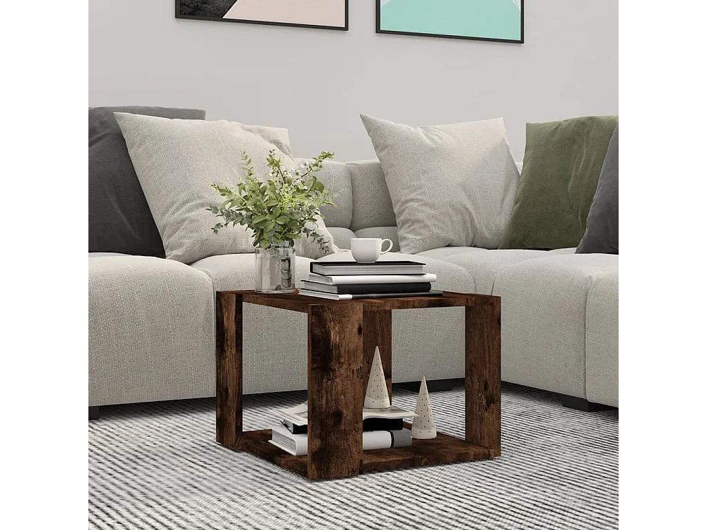 Table basse Chêne fumé 40x40x30 cm Bois d'ingénierie