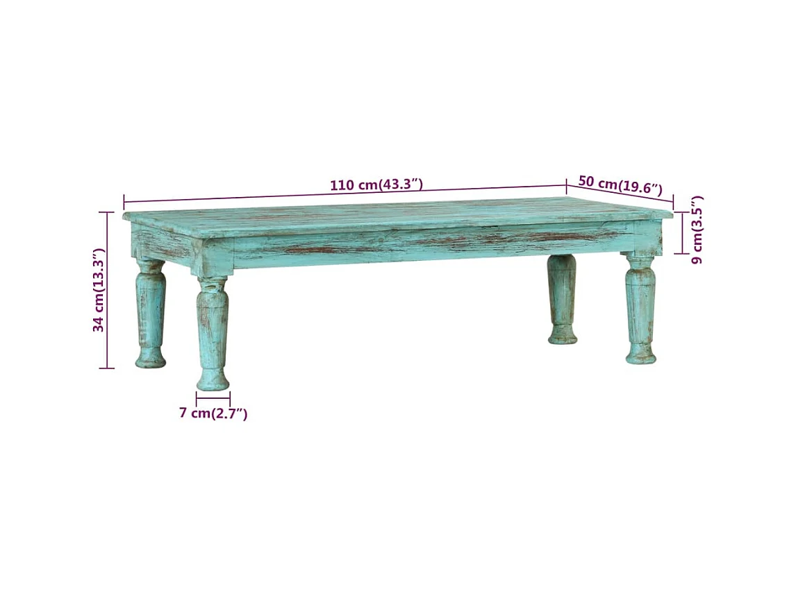 Table basse 110x50x34 cm Bois de récupération massif