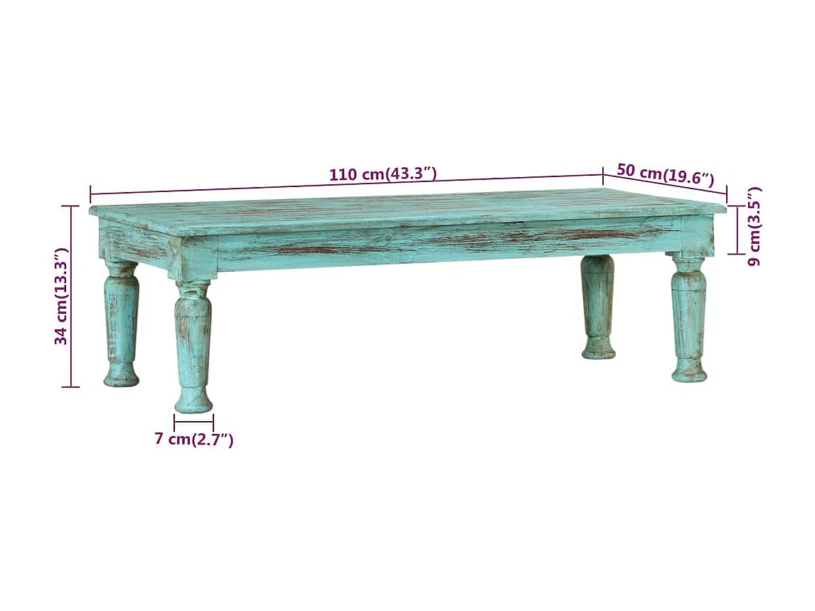 Salontafel 110x50x34 cm massief gerecycled hout