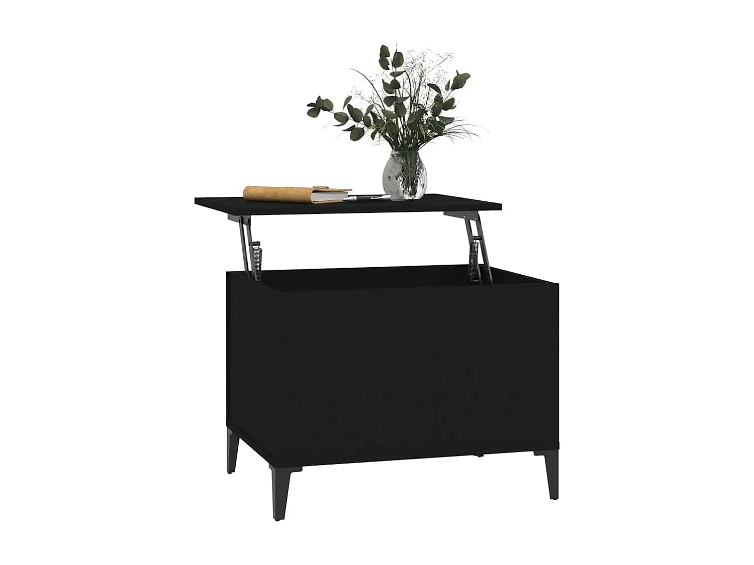 Tavolino da Salotto Nero 60x44,5x45 cm in Legno Multistrato