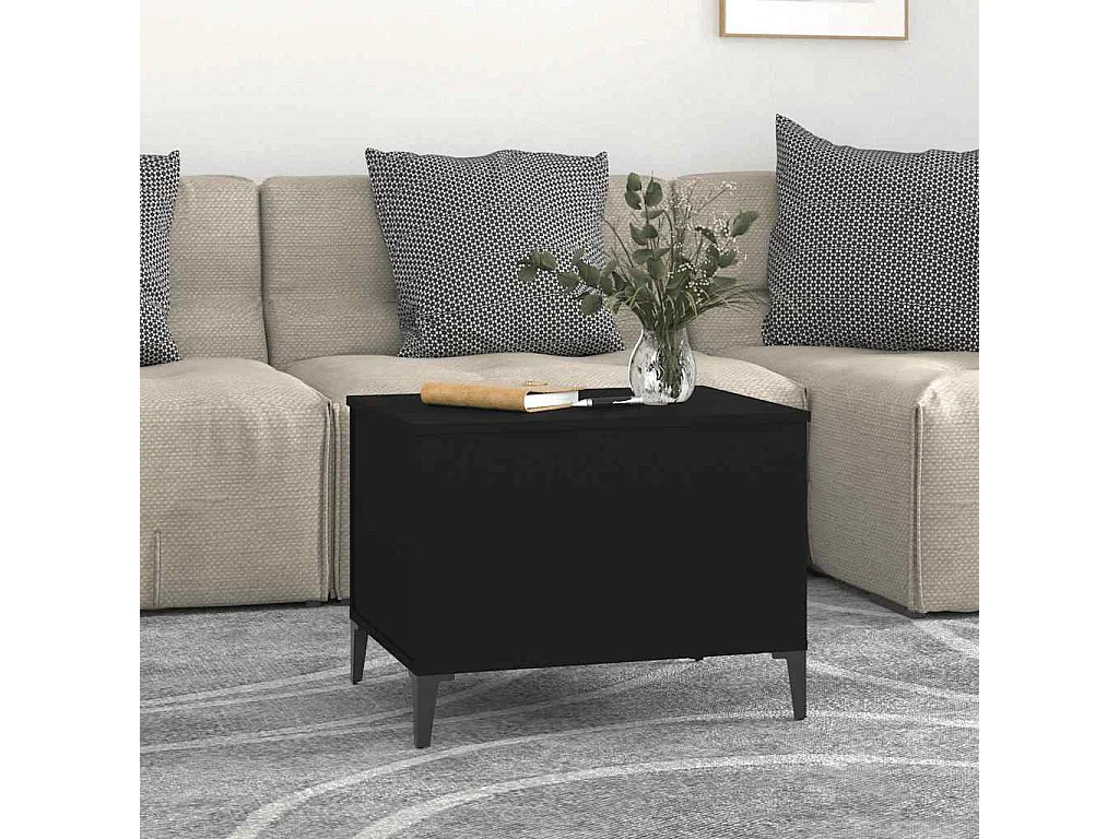 Tavolino da Salotto Nero 60x44,5x45 cm in Legno Multistrato