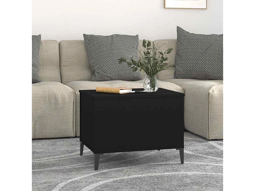Mesa de centro madera contrachapada negro 60x44,5x45 cm