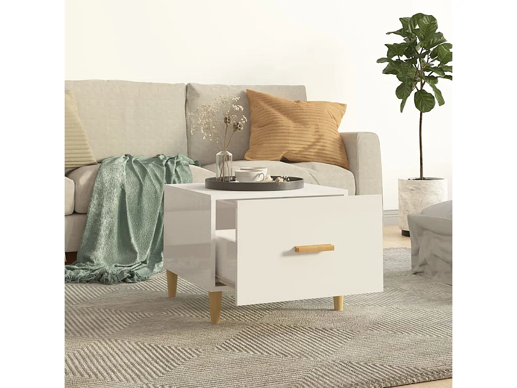 Tables basses 2 pcs blanc brillant 50x50x40cm bois d'ingénierie