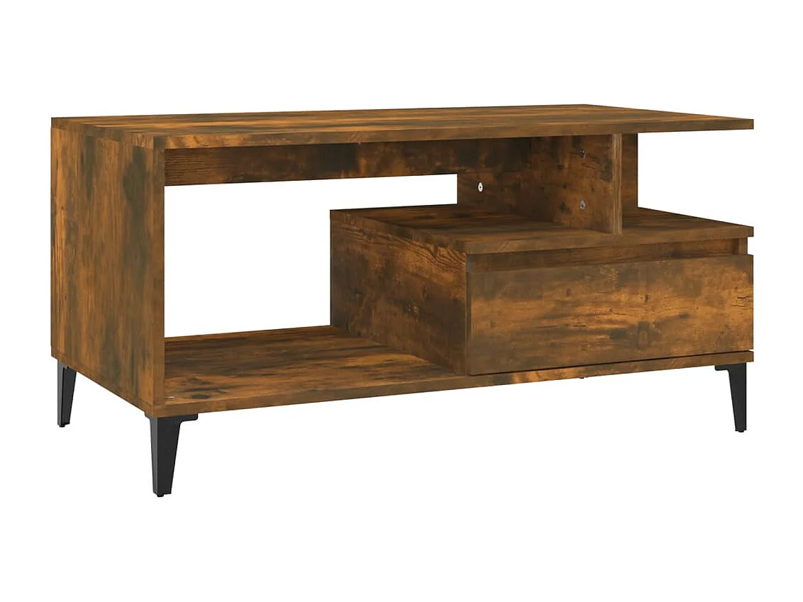 Mesa de centro madera contrachapada roble ahumado 90x49x45 cm