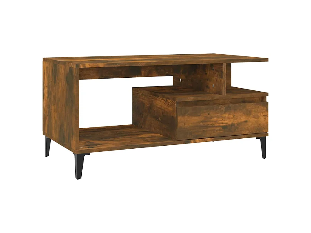 Tavolino da Salotto Rovere Fumo 90x49x45 cm Legno Multistrato