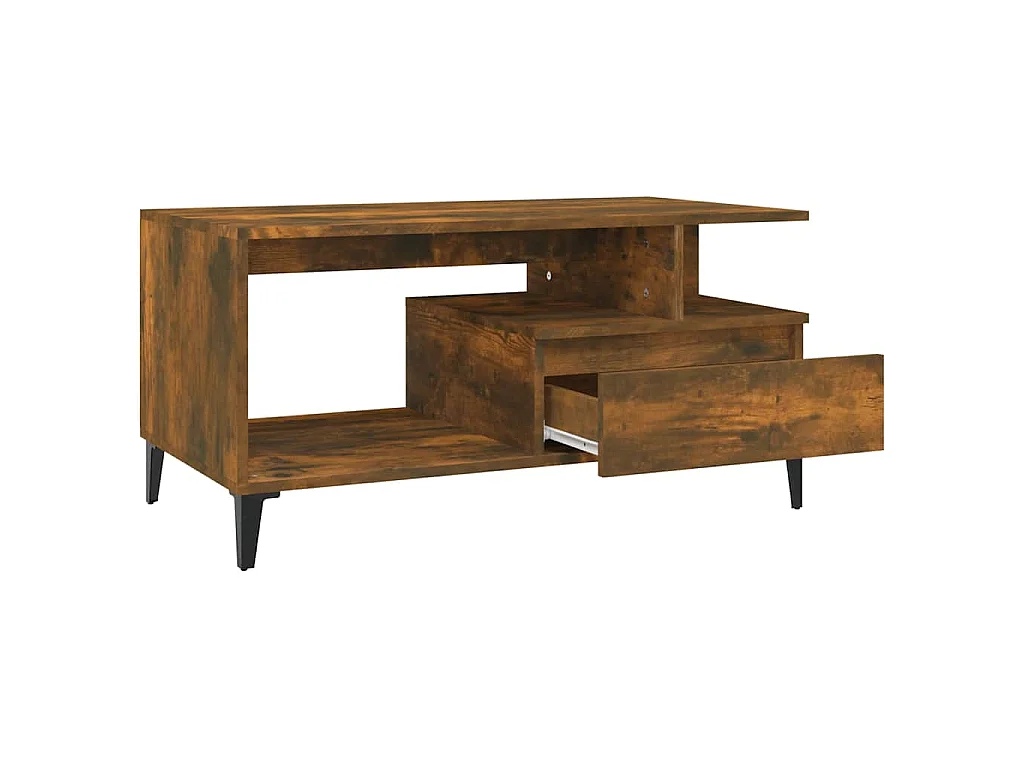 Tavolino da Salotto Rovere Fumo 90x49x45 cm Legno Multistrato