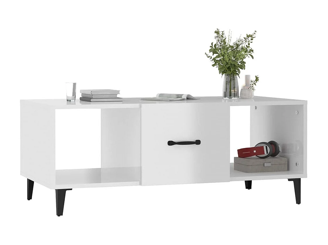 Couchtisch Hochglanz-Weiß 102x50x40 cm Holzwerkstoff