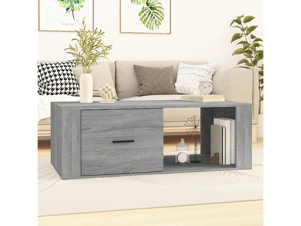 Salontafel 100x50,5x35 cm bewerkt hout grijs sonoma eikenkleur