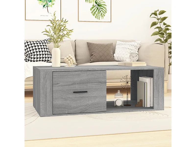 Mesa de centro madera contrachapada gris Sonoma 100x50,5x35 cm