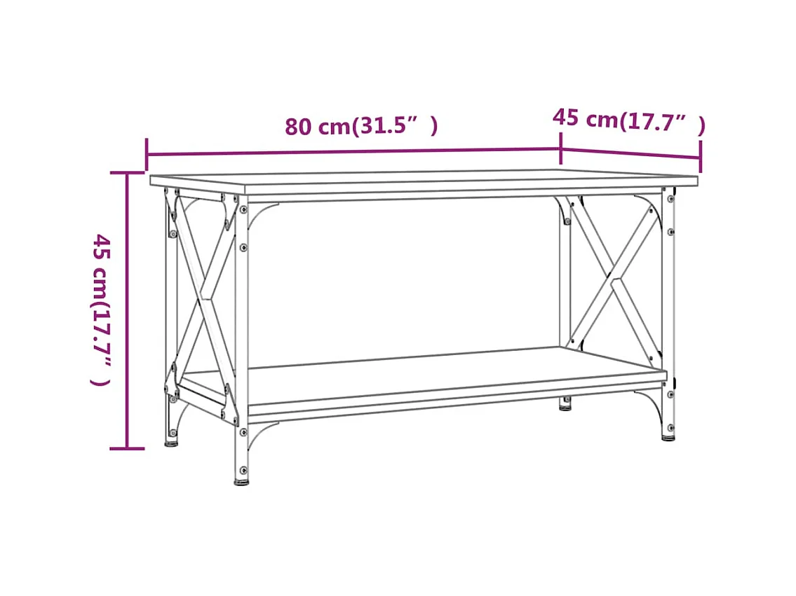 Table basse Noir 80x45x45 cm Bois d'ingénierie et fer