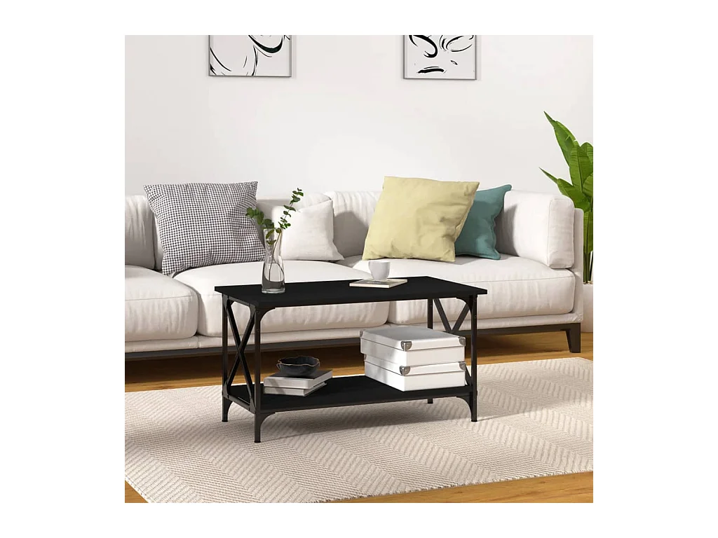 Couchtisch Schwarz 80x45x45 cm Holzwerkstoff und Eisen