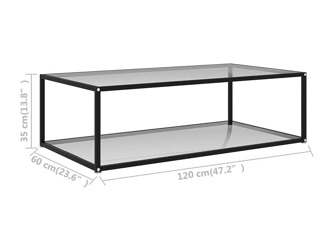 Salontafel 120x60x35 cm gehard glas transparant