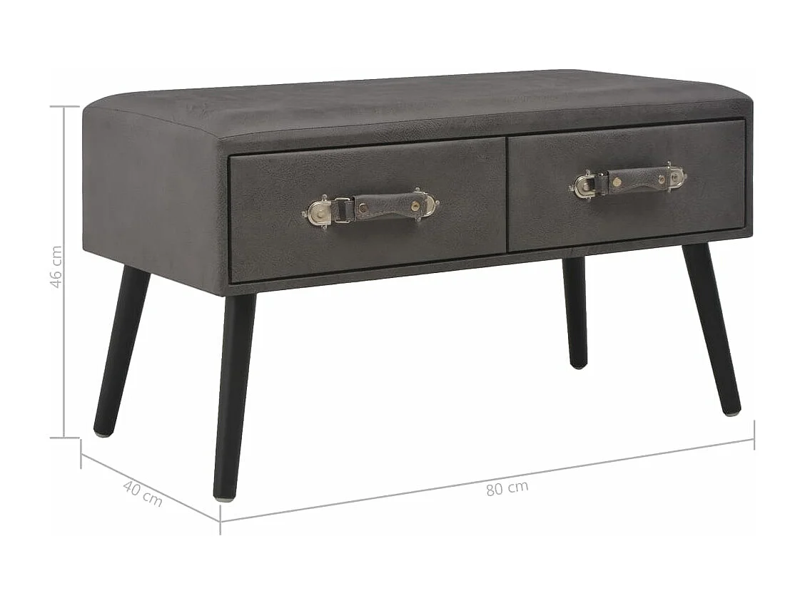 Mesa de centro de cuero sintético gris 80x40x46 cm