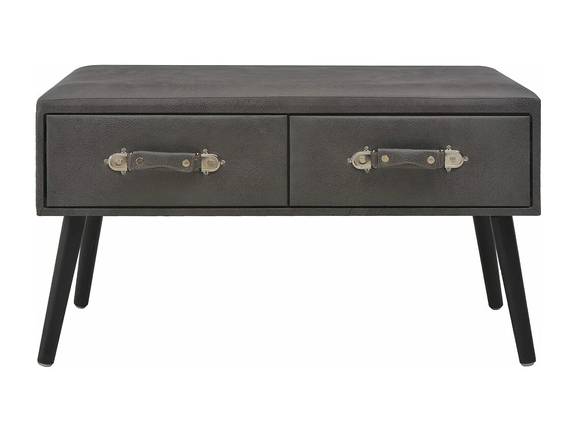 Mesa de centro de cuero sintético gris 80x40x46 cm