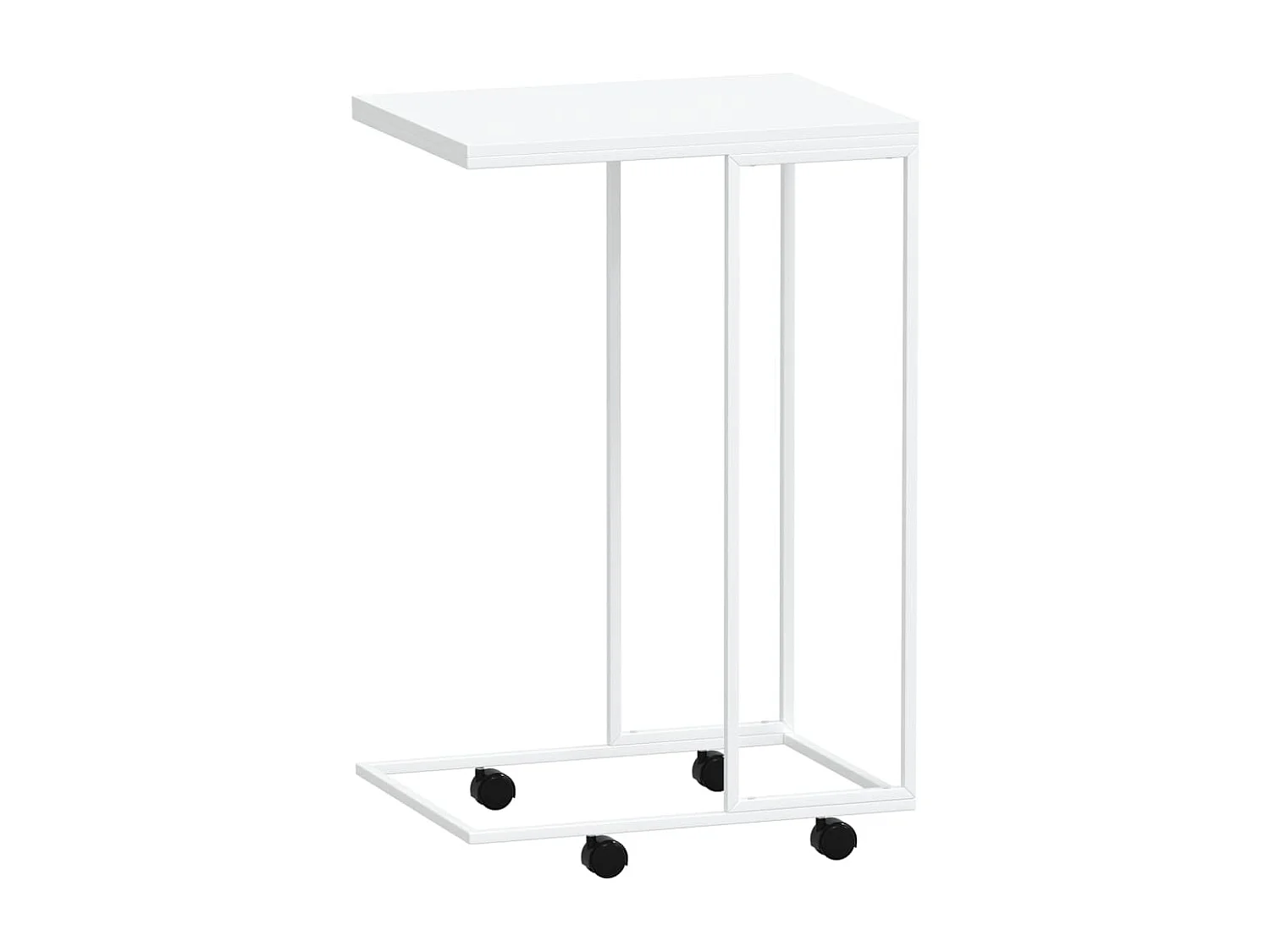 Table d'appoint avec roues Blanc 40x30x63,5cm Bois d'ingénierie