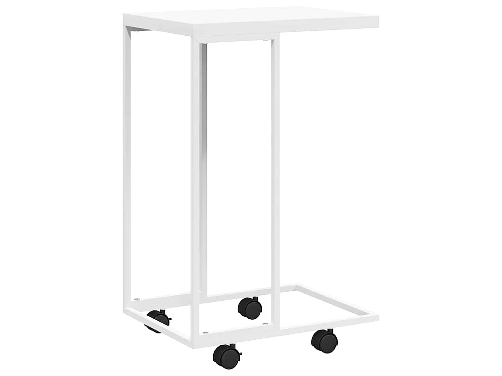 Table d'appoint avec roues Blanc 40x30x63,5cm Bois d'ingénierie