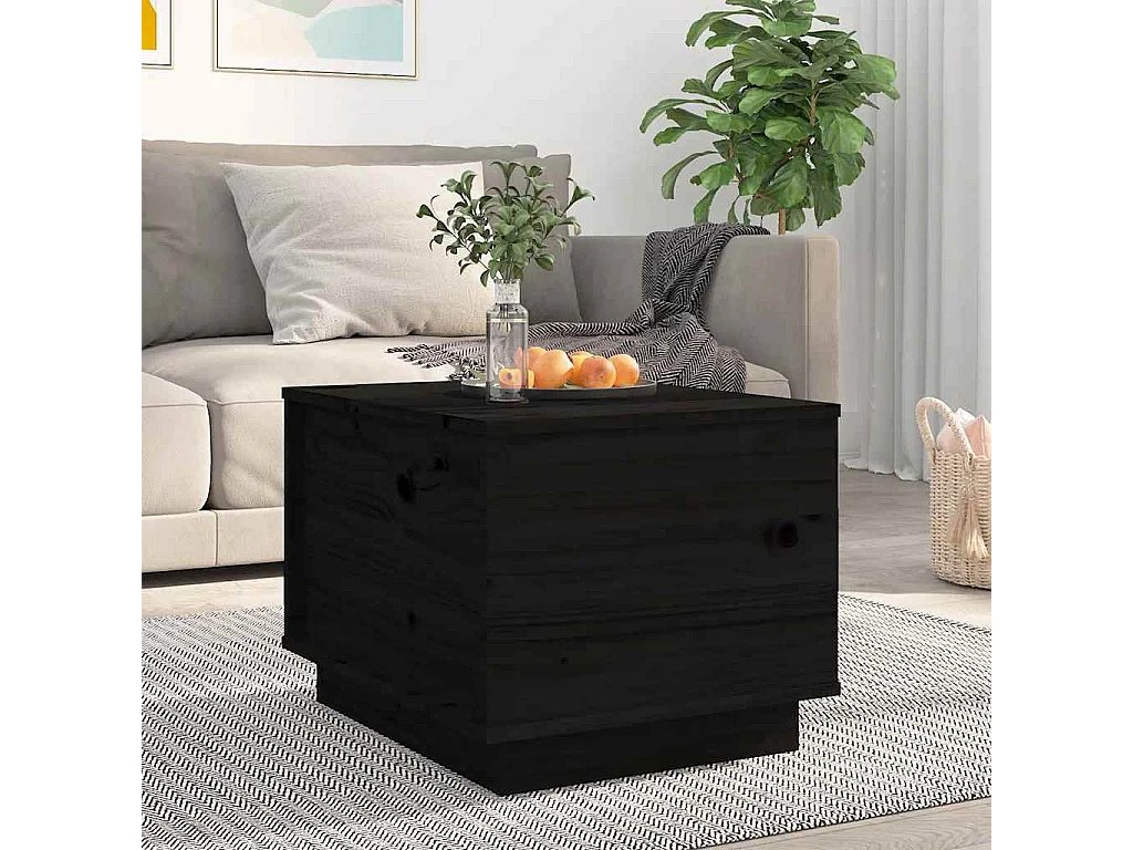 Mesa de centro 40x50x35 cm madeira de pinho maciça preto