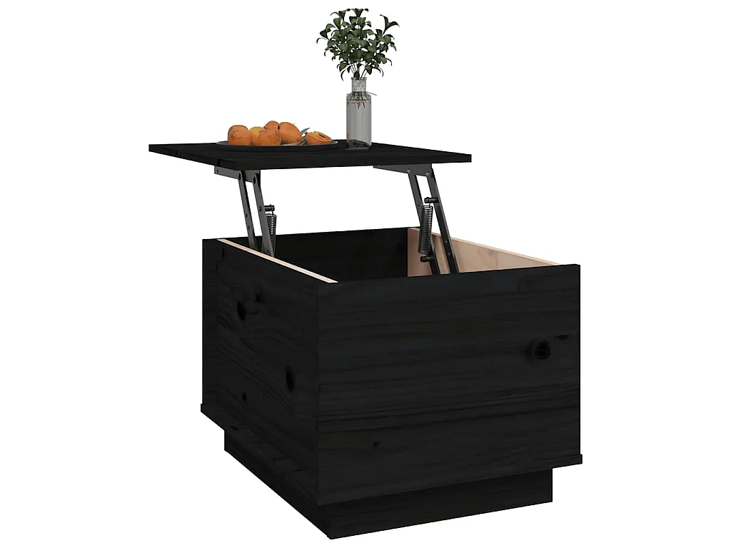 Mesa de centro 40x50x35 cm madeira de pinho maciça preto