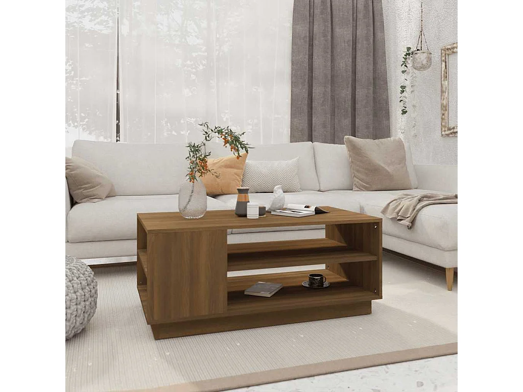 Tavolino da Salotto Rovere Marrone 102x55x43 cm in Truciolato