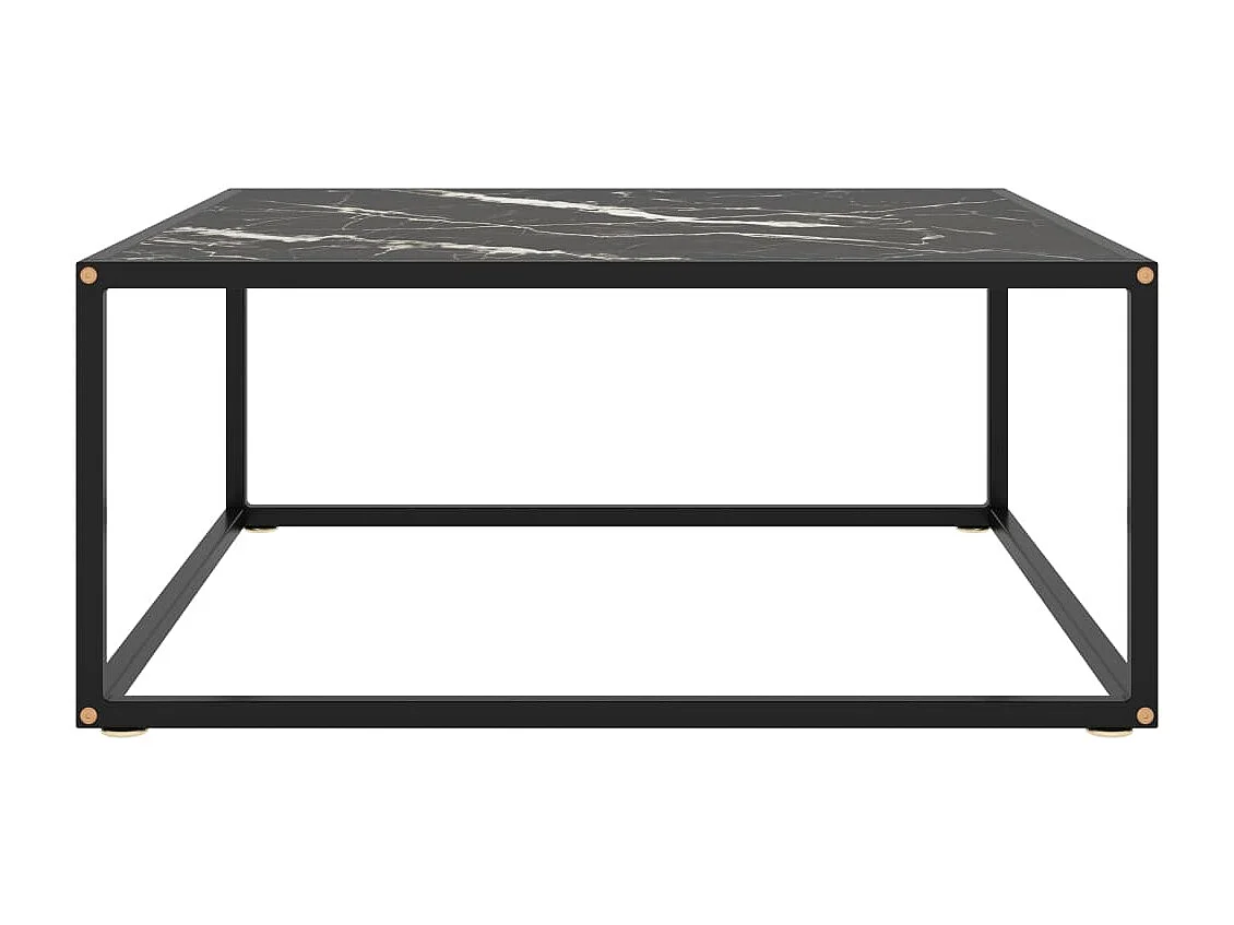 Couchtisch Schwarz mit Schwarzem Glas in Marmor-Optik 80x80x35