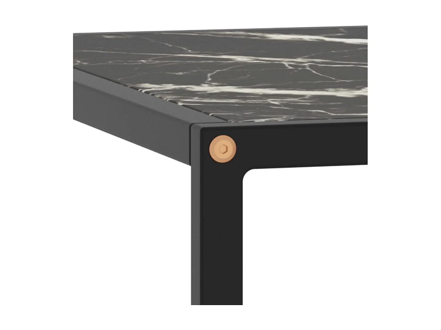 Couchtisch Schwarz mit Schwarzem Glas in Marmor-Optik 80x80x35