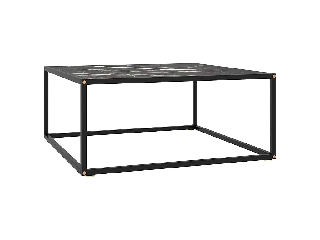 Table basse Noir avec verre marbre noir 80x80x35 cm