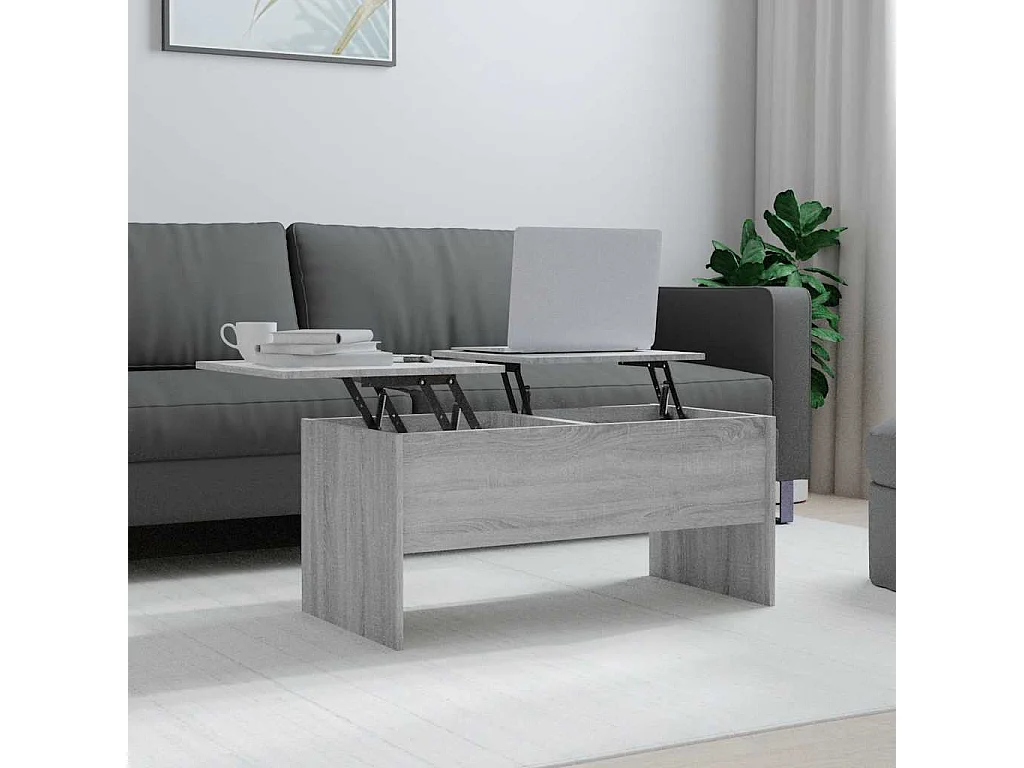 Salontafel 102x50,5x46,5 cm bewerkt hout grijs sonoma eiken