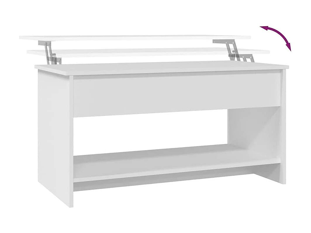 Table basse blanc 102x50x52,5 cm bois d'ingénierie