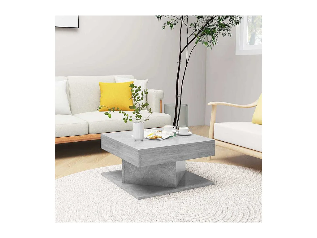 Salontafel 57x57x30 cm bewerkt hout betongrijs