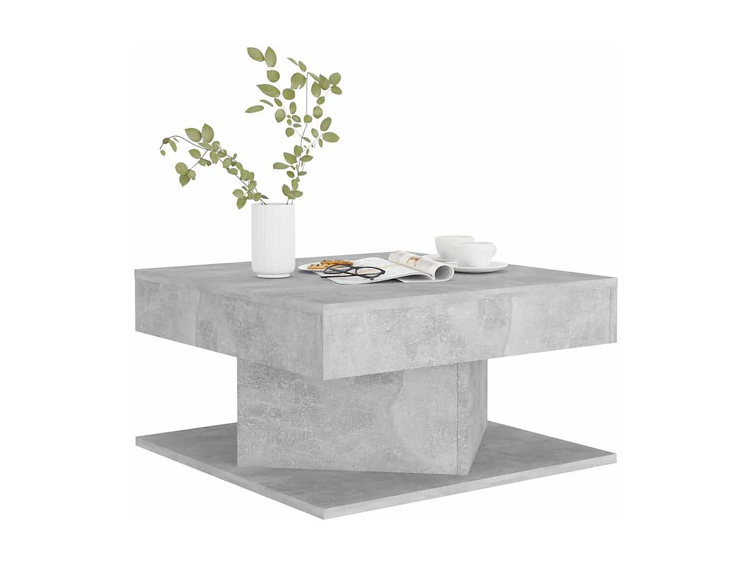 Salontafel 57x57x30 cm bewerkt hout betongrijs