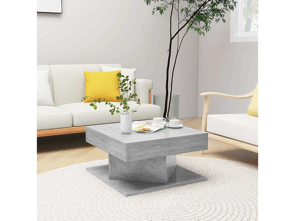 Salontafel 57x57x30 cm bewerkt hout betongrijs