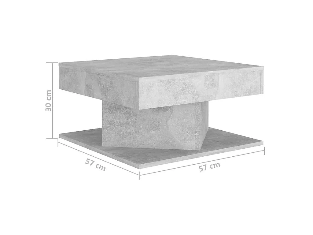 Salontafel 57x57x30 cm bewerkt hout betongrijs