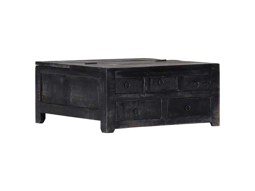 Table basse Noir 65x65x30 cm Bois de manguier massif