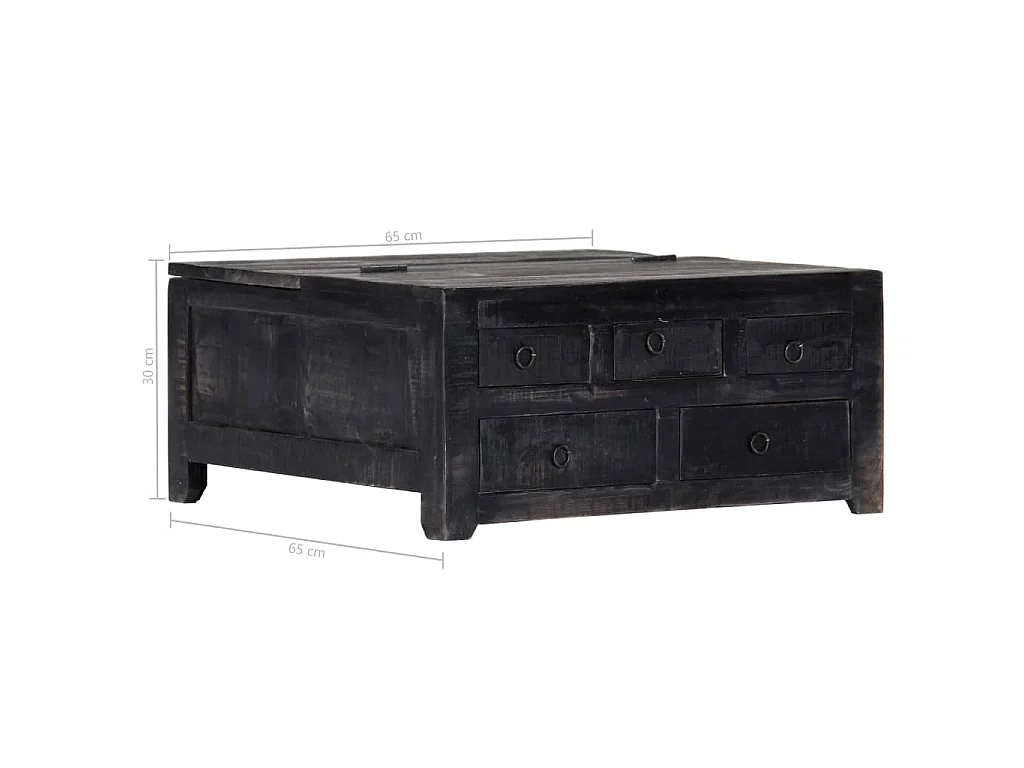 Table basse Noir 65x65x30 cm Bois de manguier massif
