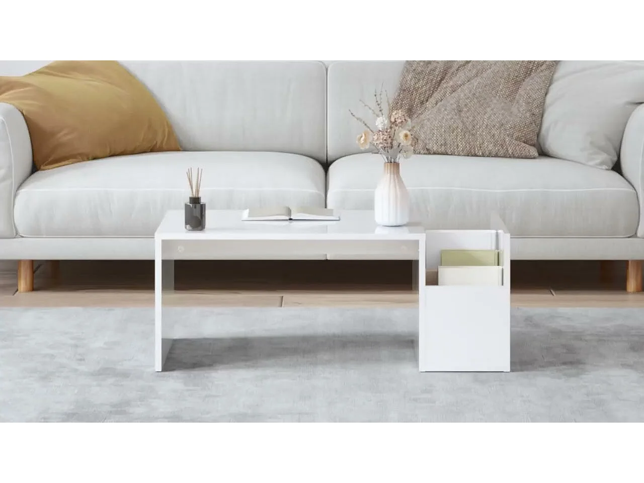 Table basse Gris brillant 90x45x35 cm Bois d’ingénierie