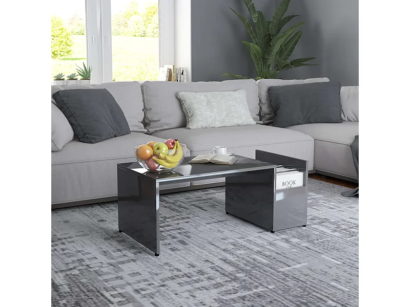 Table basse Gris brillant 90x45x35 cm Bois d’ingénierie