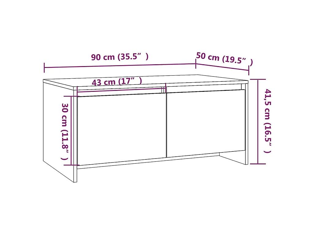 Salontafel 90x50x41,5 cm bewerkt hout gerookt eikenkleurig